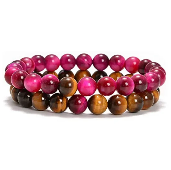 

Simple Tiger Eye Hand String Couple Bracelets Pair Matte Agate 8mm Natural Stone Beads Bracelet