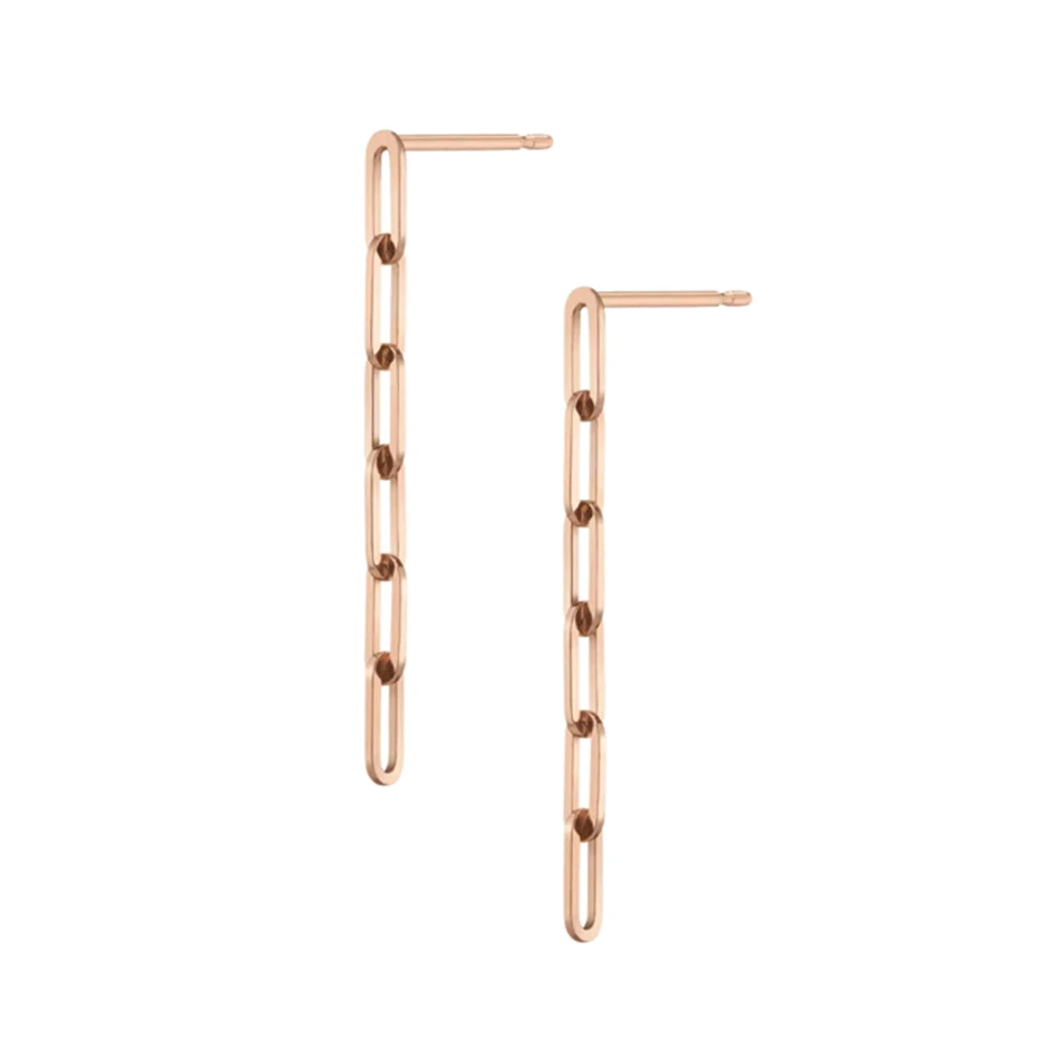 

Fashion design Rose Gold Plated 925 Sterling Silver Sway Medium Chain Drop Earrings
