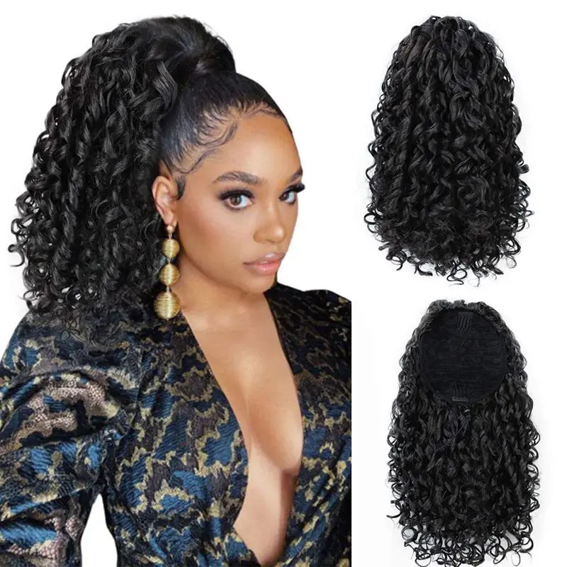 

peluca Ponytail wig female African small curly ponytail wig chemical fiber stretch mesh ponytail