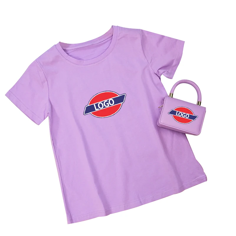 

Custom Women T-Shirt Embroidered And Handbag Set Fabric Plain Women'S Sweatshirt