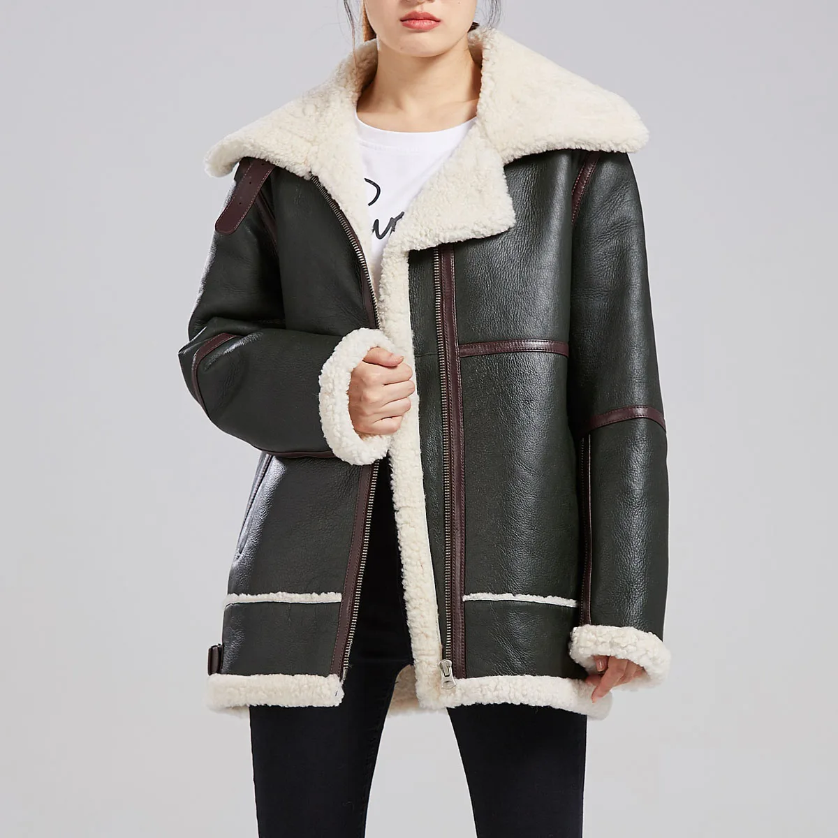 

OFTBUY 2021 Double Faced Real Fur Natural Genuine Leather Coat Winter Jacket Women Thick Warm Outerwear Luxury New Streetwear