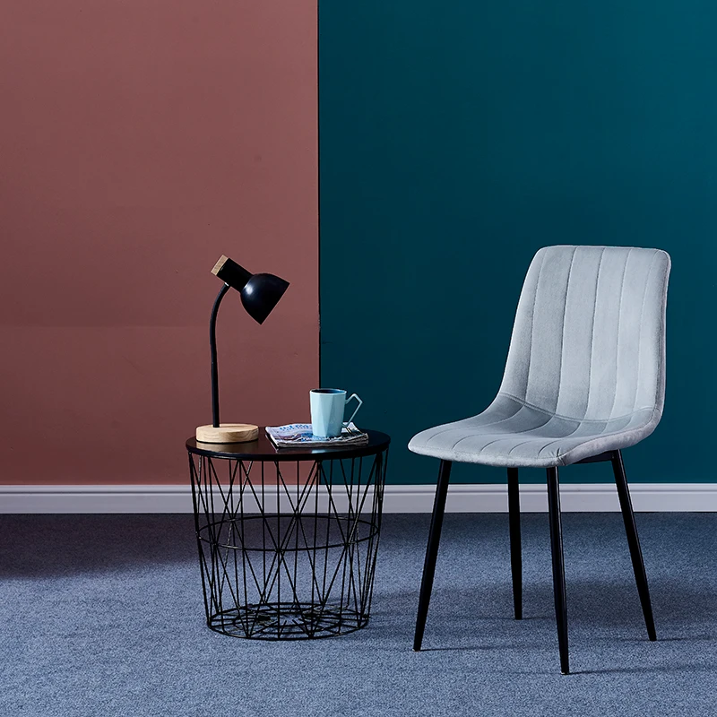 
Stock nordic Commerical Furniture Style Restaurant Dining Room Coffee Shop Velvet upholstered Fabric Modern Dinning Chair 