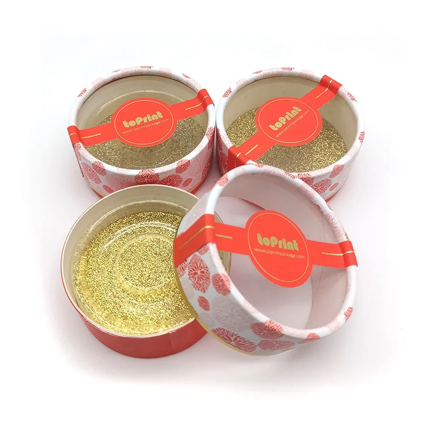 
Custom Biodegradable Empty Round Cardboard Paper Box Package For 3D False Eyelashes Packaging 
