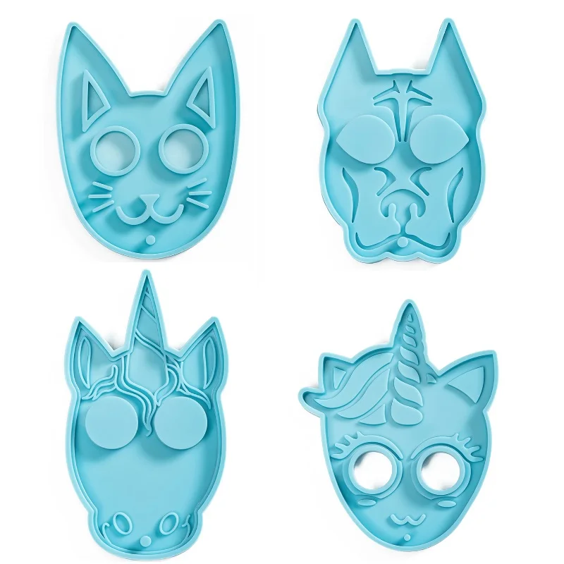 

New arrival cat dog unicorn self defense keychain silicone resin mold, Blue;pantone color