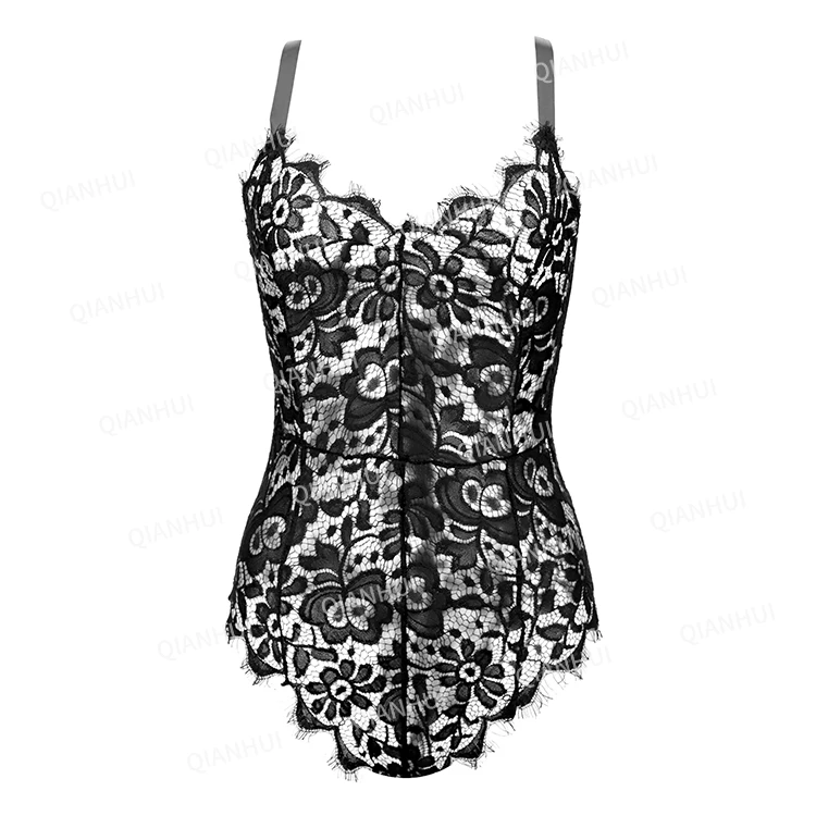 

Factory Wholesale Women Lingerie Mesh Lace Sexy Zipper Bodysuit Lingerie