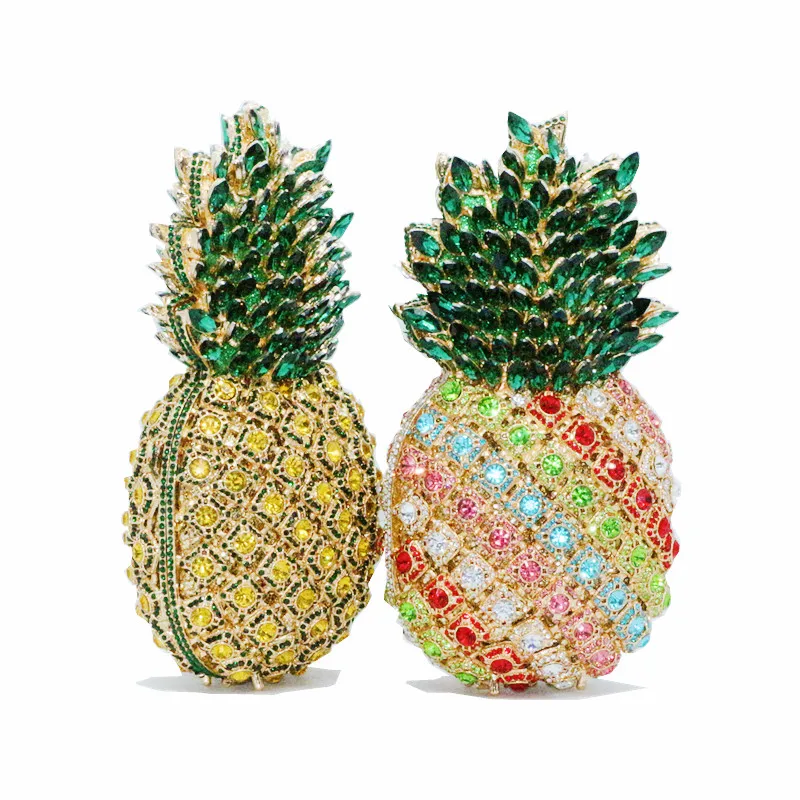 

Luxury Crystal Green Pineapple Evening Bags Ladies Party Purse Chain Clutch Bags Female Diamond Handbags