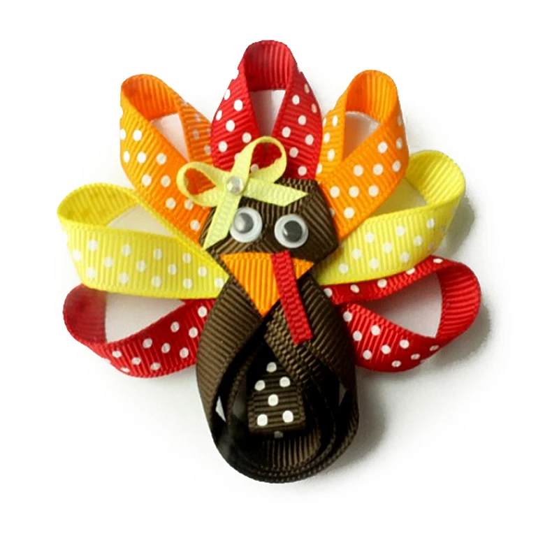 

Thanksgiving holiday hair bows turkey shape hair clip for girls