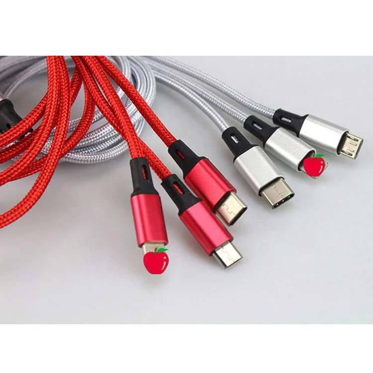 

Wholesale multifunctional one with three 2.4A fast charging data cable