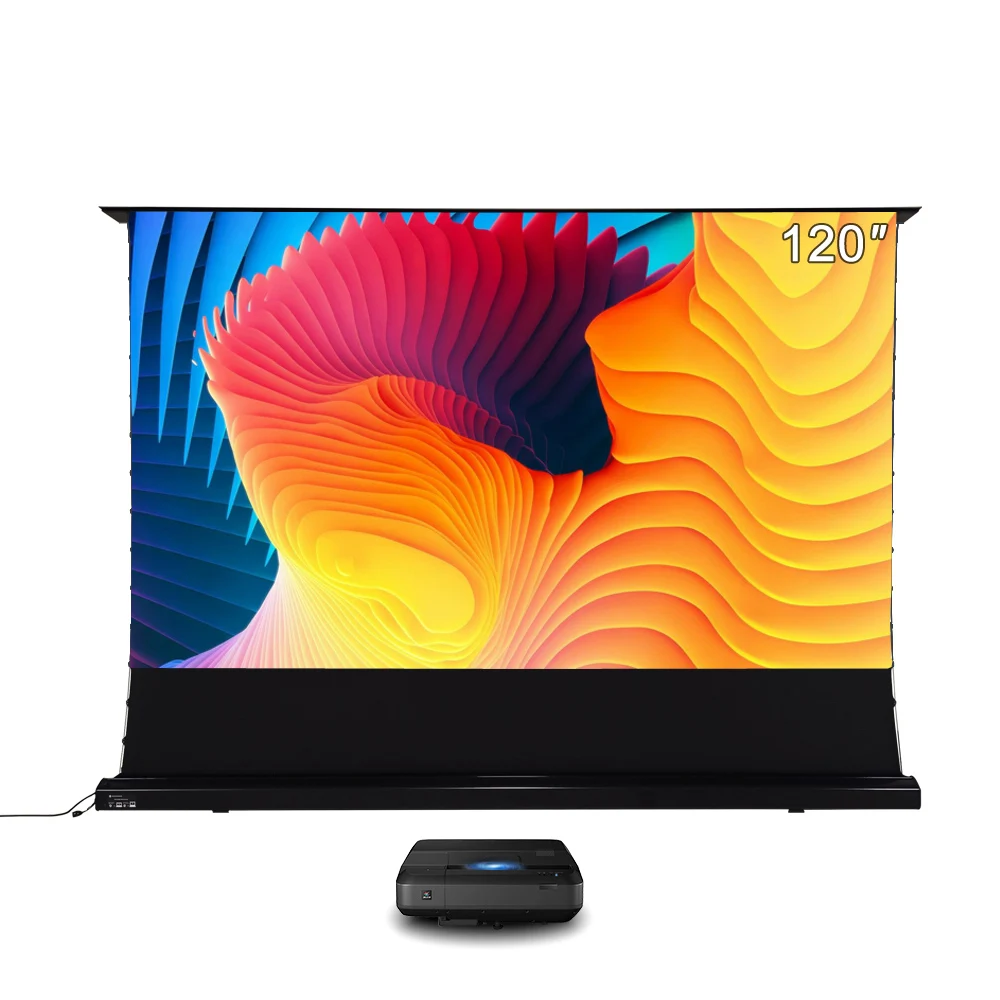 

Top Sell ALR Laser TV Screen  CLR Floor Rising Screen For Home Cinema Electric Rollable Screen