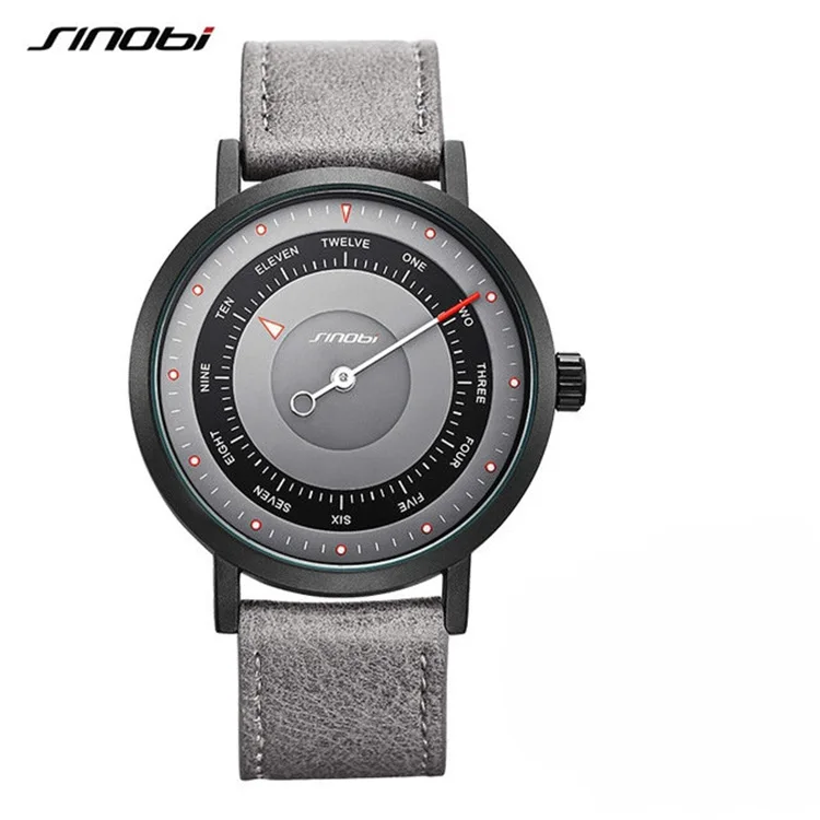 

SINOBI 9809 Leather Strap Watches For Men 2019 Newest Wrist Watches Fashion Water Resistant Clock Man Watch, 4 colors