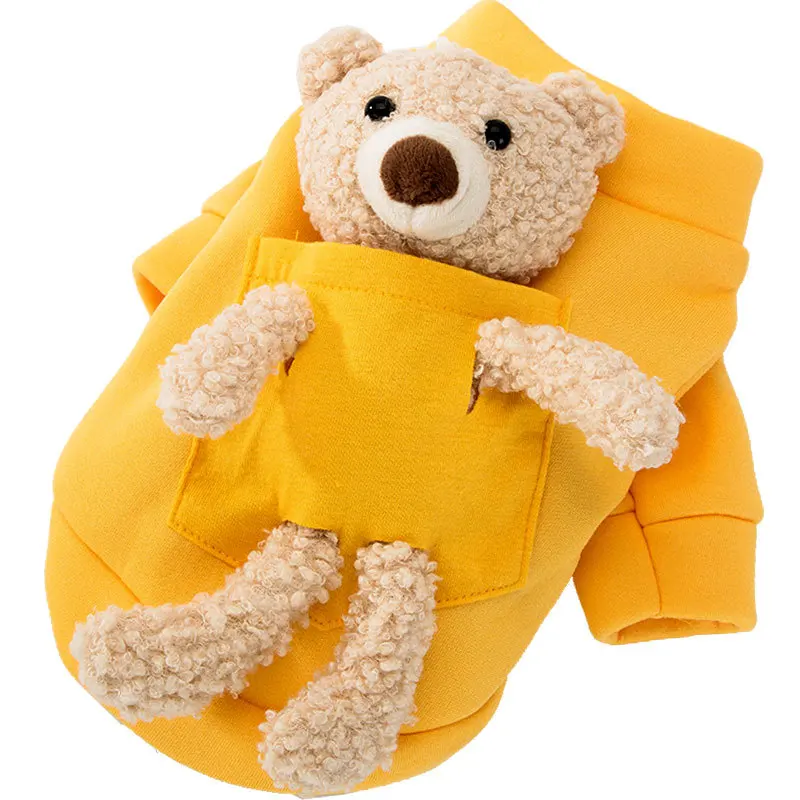 

New Cute Teddy Bear Pet Sweaters Winter Dog Sweater Two-legged Clothes Breathable Yellow Dog Coat