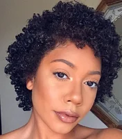 

Cheap short afro curly wigs for black women short afro kinky curly human hair wig none lace