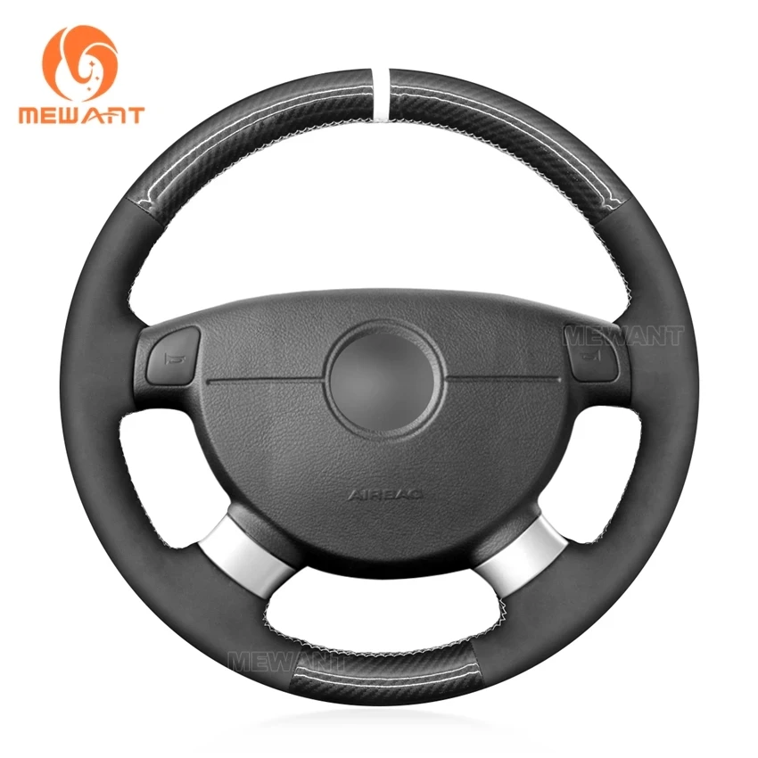

Black Carbon Fibre Suede Custom Steering Wheel Cover for Chevrolet Lova Aveo Excelle Daewoo Gentra Lacetti Ravon Nexia R3