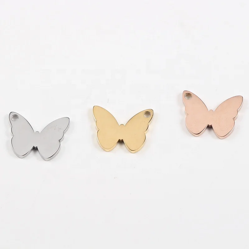 

11x14mm Cute Mirror Polished Stainless Steel Jewelry Pendant Butterfly Charms