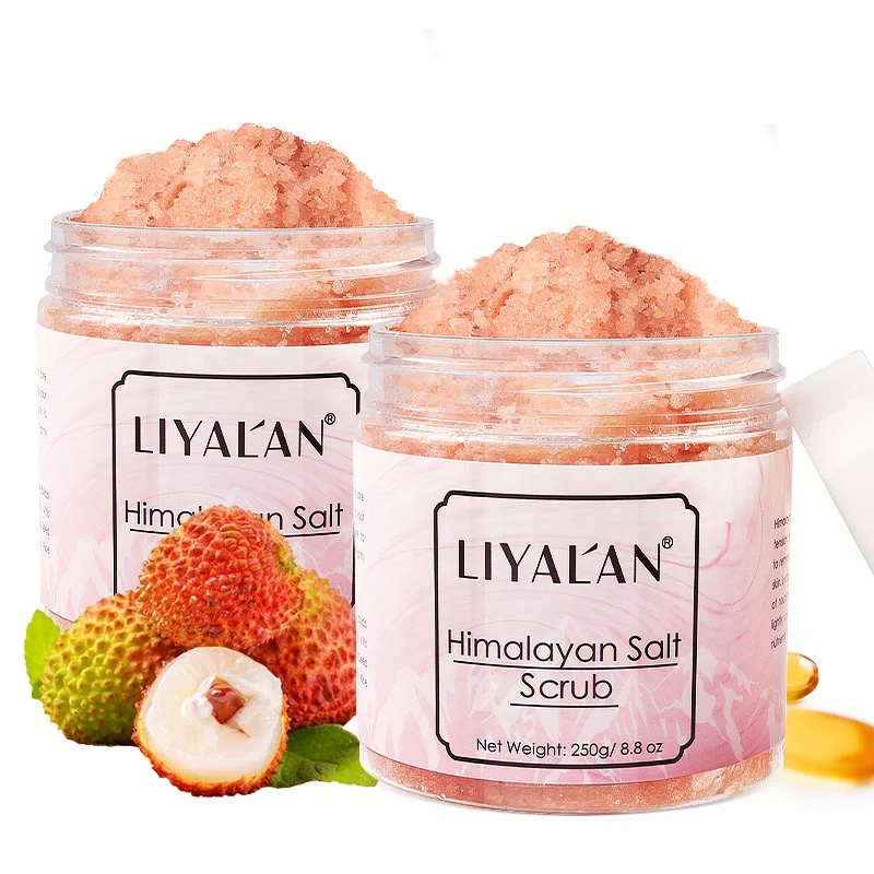 

OEM Private Label Organic Skin Exfoliating Moisturizing Whitening Pink Himalayan Salt Body Face Scrub, Pink/customized