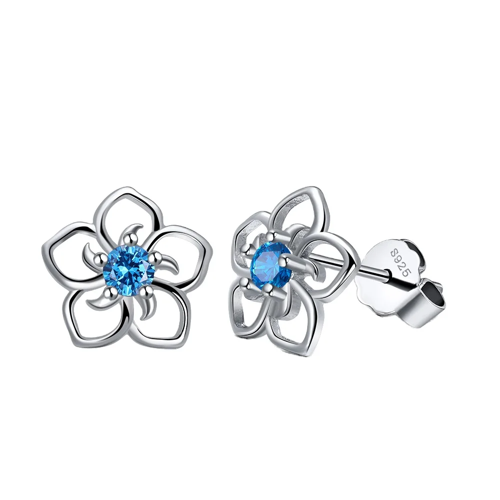 

wholesale Earrings New Fresh Small Sterling Silver Sky Flower Stud Earrings