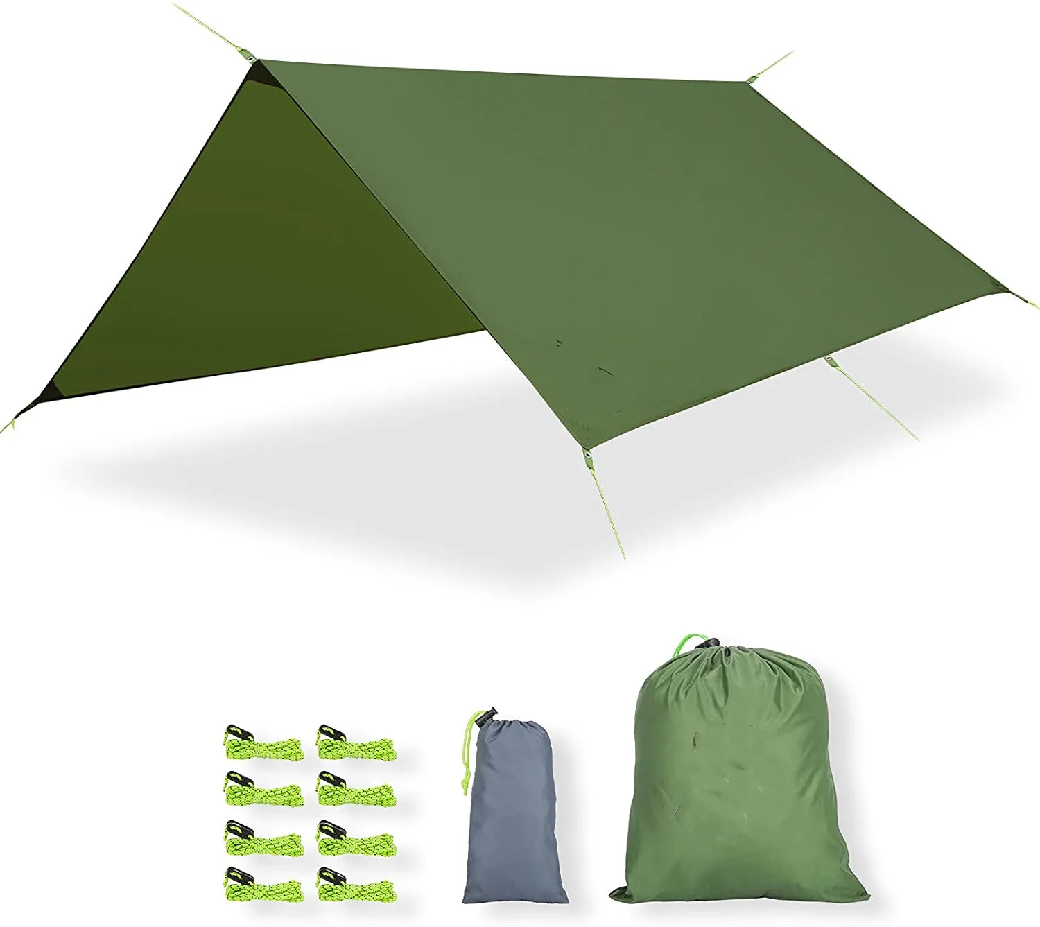 WOQI Rain Fly Tent Tarp ManufacturerLightweight Hammock Cover Waterproof Rain Fly Tent Tarp with Stakes