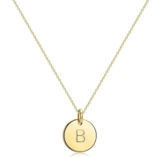 

Luxury 14K Gold Filled Round Disc Initial Necklace Adjustable Alphabet Letter Pendant for Women Girls Jewelry Gifts Y0585, Picture