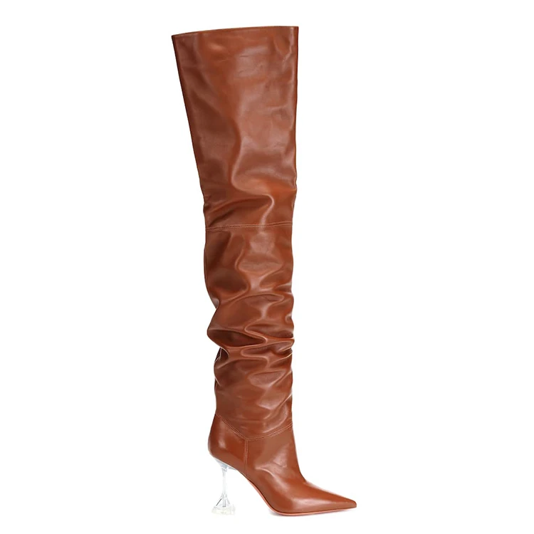 

Fashion Ladies large size Over The Knee Boots Winter block High Heel fabric Material for Women