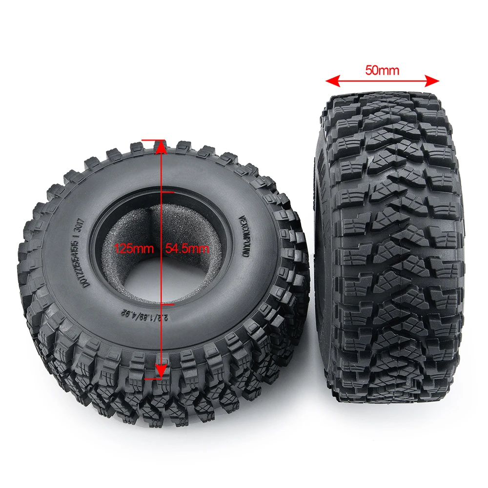 Pneus Caoutchouc 1.9 Pour Voiture RC Crawler 1:10 - Diamètre 110 Mm, Pour SCX10, TRX4, Redcat (Lot De 4)