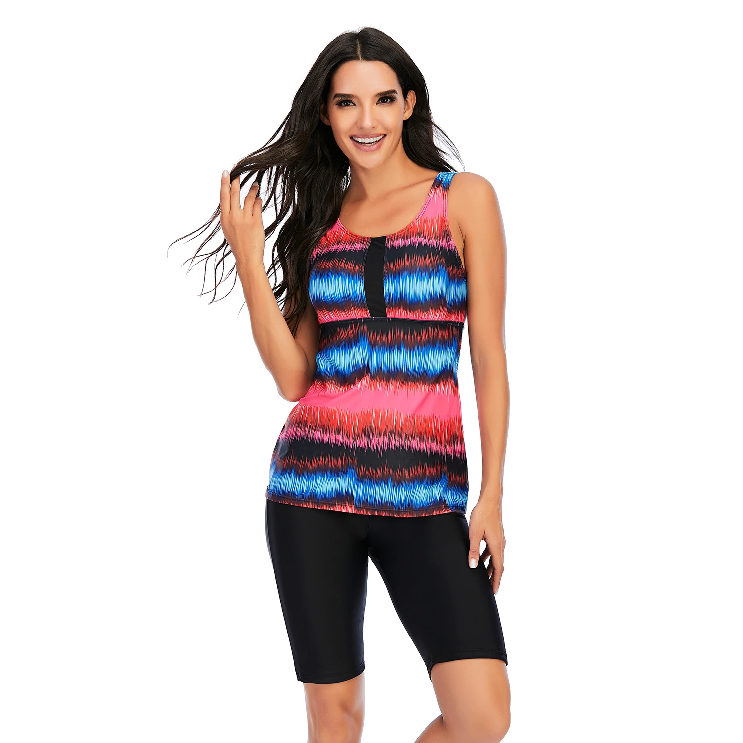 

High Quality Crop Swimwear Two Pieces Print Swimming Costume Women Swimsuit Tankini