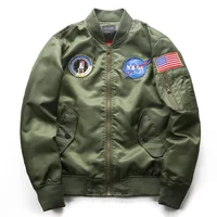 

Wholesale embroidered satin mens clothing custom nasa bomber jackets