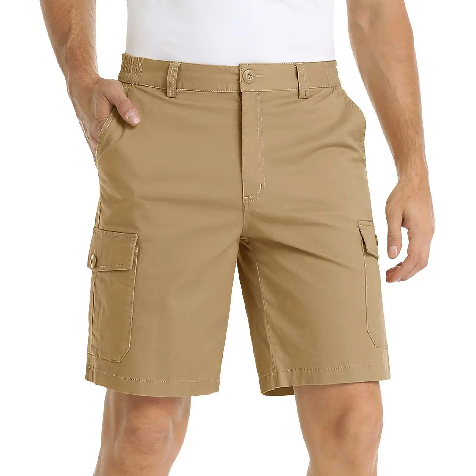 

2023 New Shorts Solid Color Mens Multi-Pocket Casual Cargo Short Pants