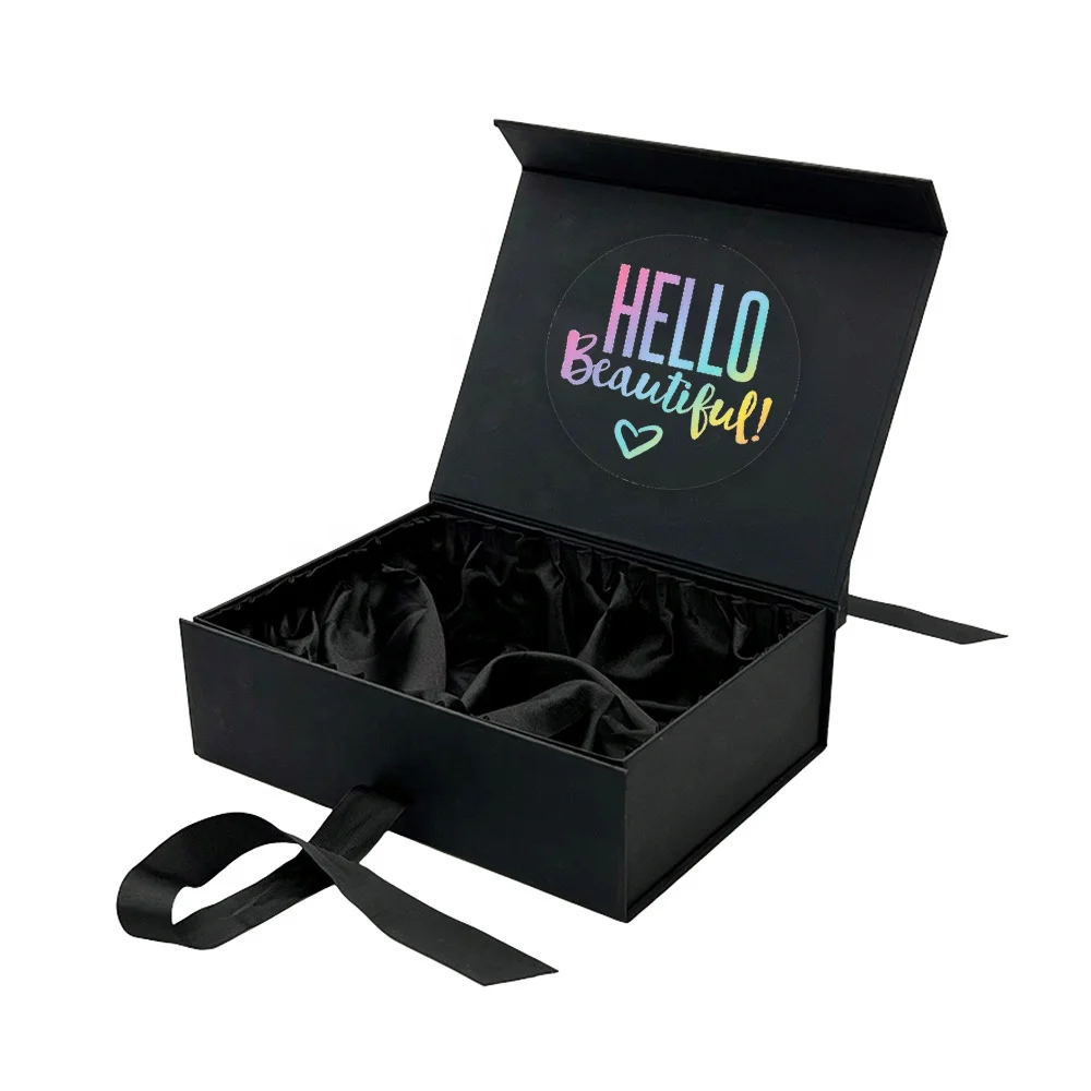 

Custom Logo Folding Black Colour Clothing Shoe Paper Flat Cardboard Packing Scarf packing Luxury Magnetic Gift Box
