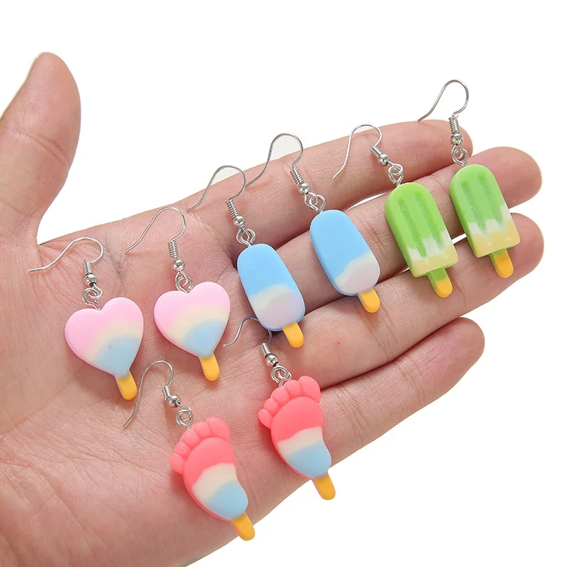 

3D kawaii DIY Custom Designs Resin Dangle Earrings Ice cream Mixed Resin Charms Earrings Cute Girls Jewelry Gifts, Picture shows