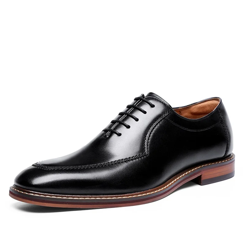 

S0007B Hot sale business casual wear-resistant non-slip rubber outsole heel sponge lace-up leather gentleman's formal men's shoe