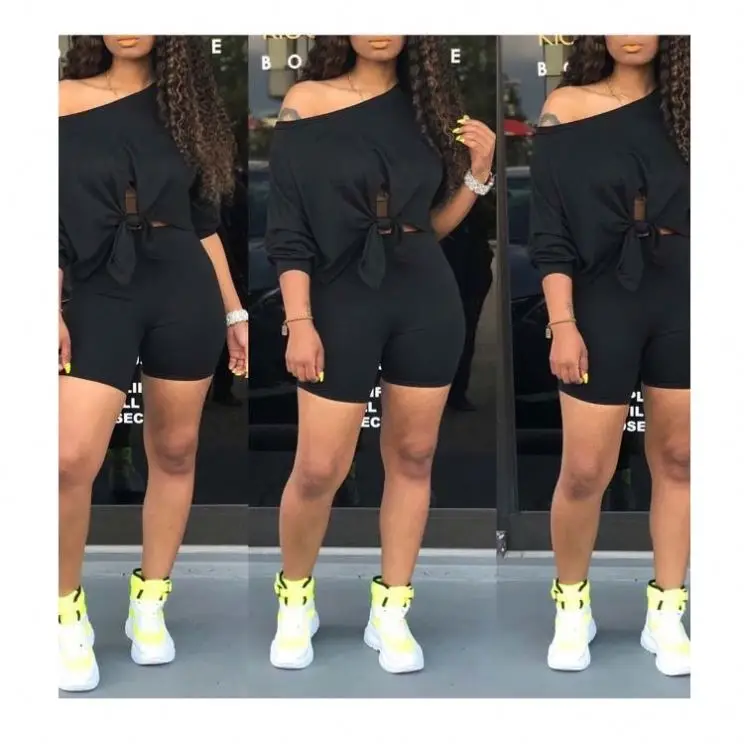 

2019 Free Shipping Women Casual Loose Shirt And Tight Shorts Office Clothing