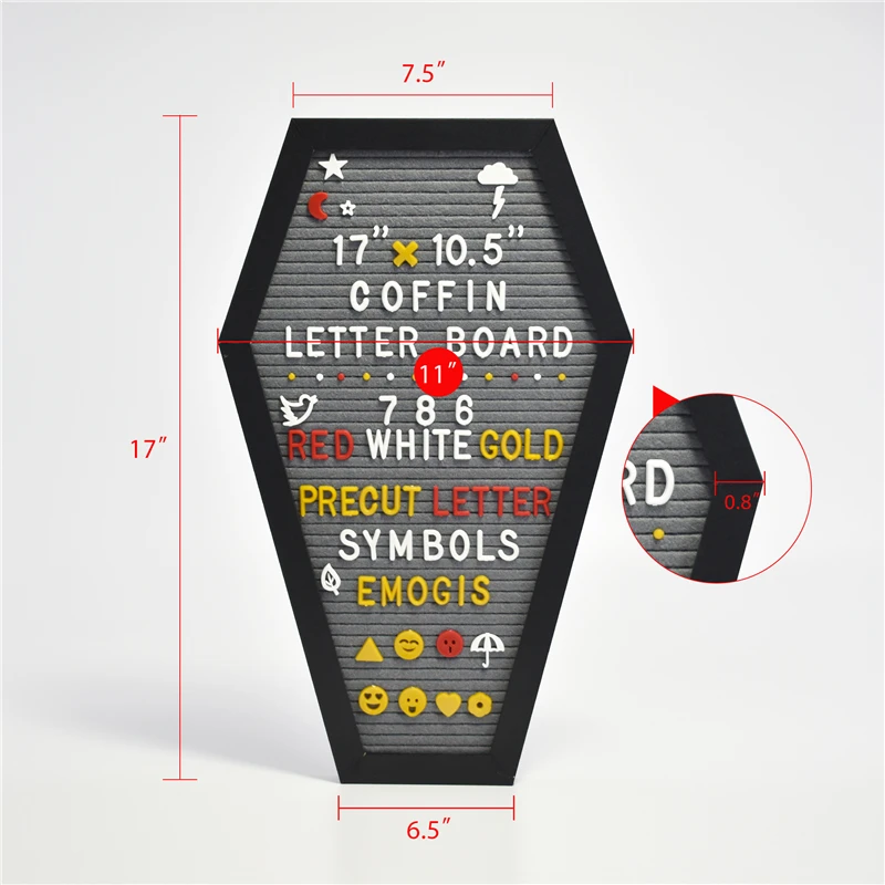 

Wall Decoration Eco-friendly wall stickers family ornament Variable coffin felt letter board, Black grey