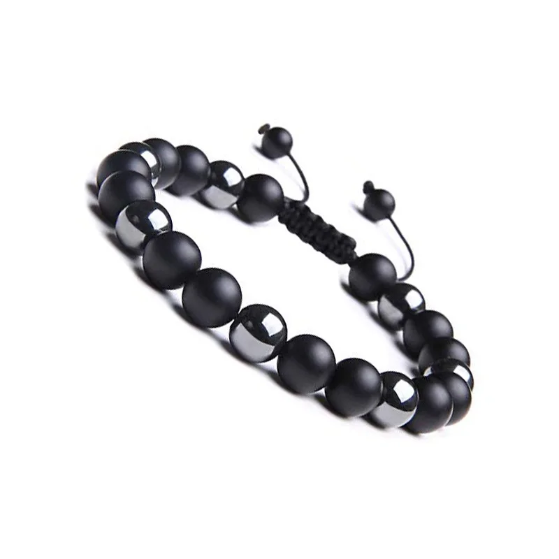 

Natural Matte Onyx And Hematite Beads Bracelet handmade Men Bracelet, Multi-colors