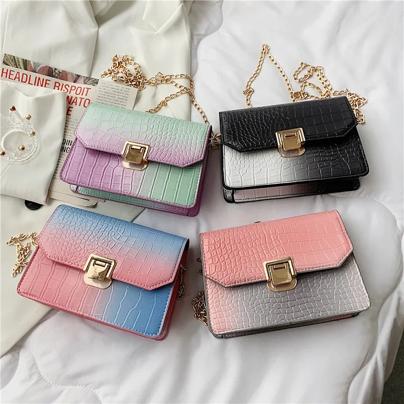 

2021 Korean version of the wild chain small square bag gradient color Western-style one-shoulder messenger bag
