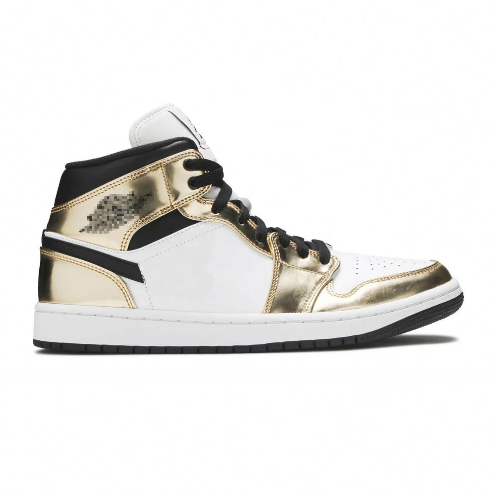 

1 Mid Metallic Gold Men women sneakers fashion casual sports shoes basketball shoes -xmdylan