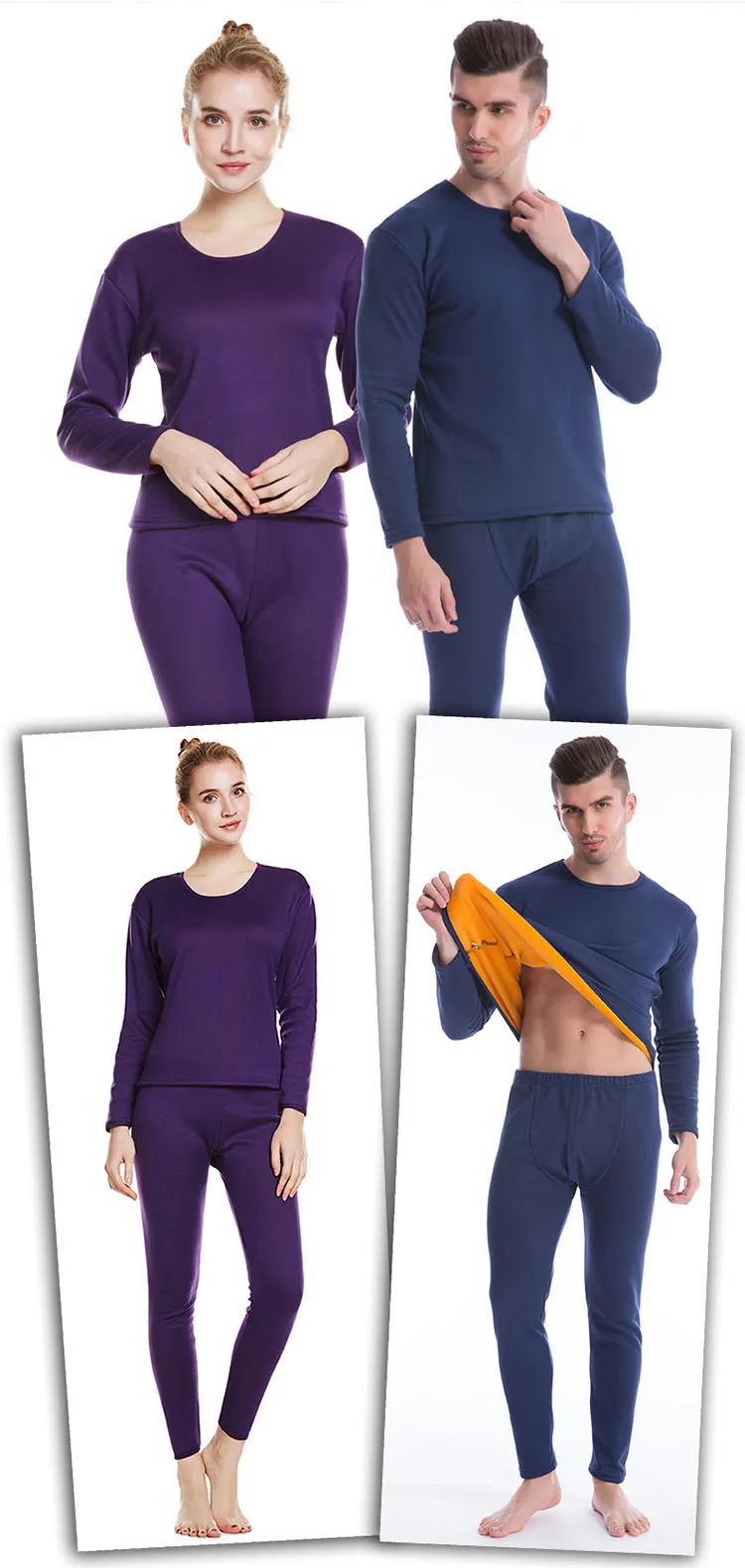 Velvet Thick Winter Oversize Heated Thermal Underwear Suit For Women ...