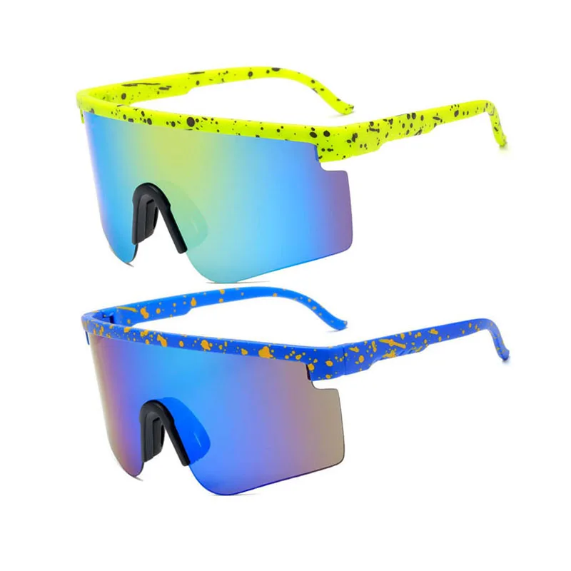 

2021 outdoor big frame women men one piece shades sunglasses sport glasses cycling