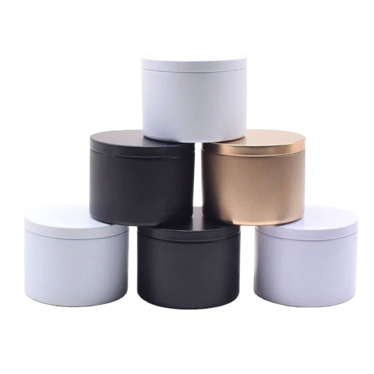 

Wholesale Recyclable Round Metal Tea canister Candle Tin Can Container Jar Candle Tins with Lid 8oz in Stock