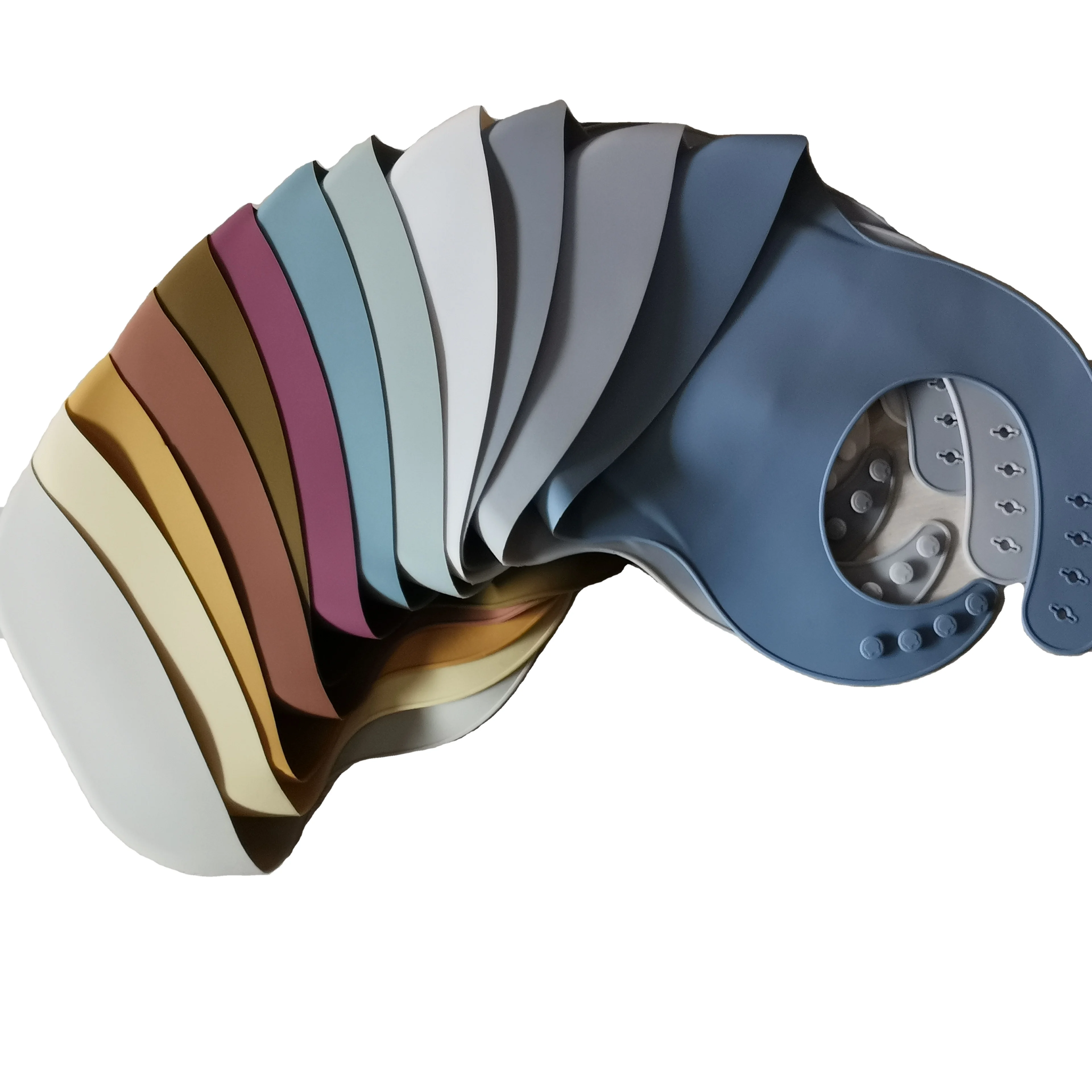 

Food catcher baby feeding adult custom soft bib set silicone baby bib, Any pantone color