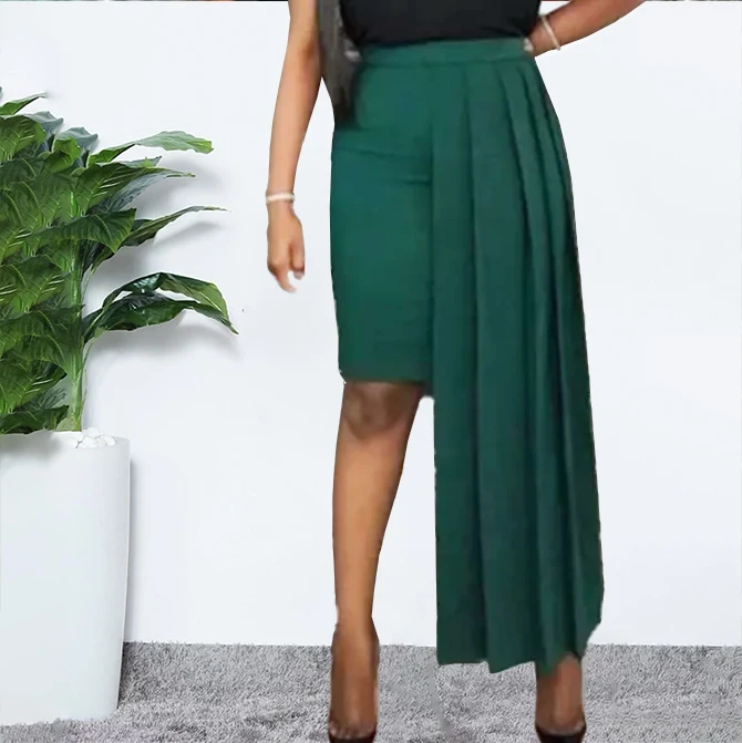 

2021 New Design Spring Wholesale Pleated Irregualr Women Casual Skirt