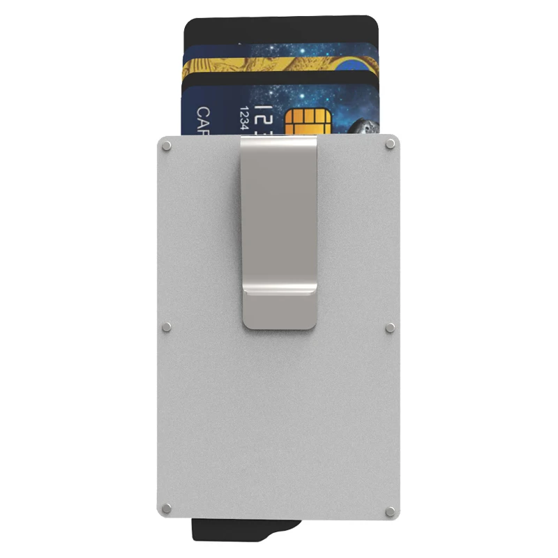 

Aluminum material plated slim money clip thin rfid credit card holder with money clip, Black/silver/blue/grey/gold