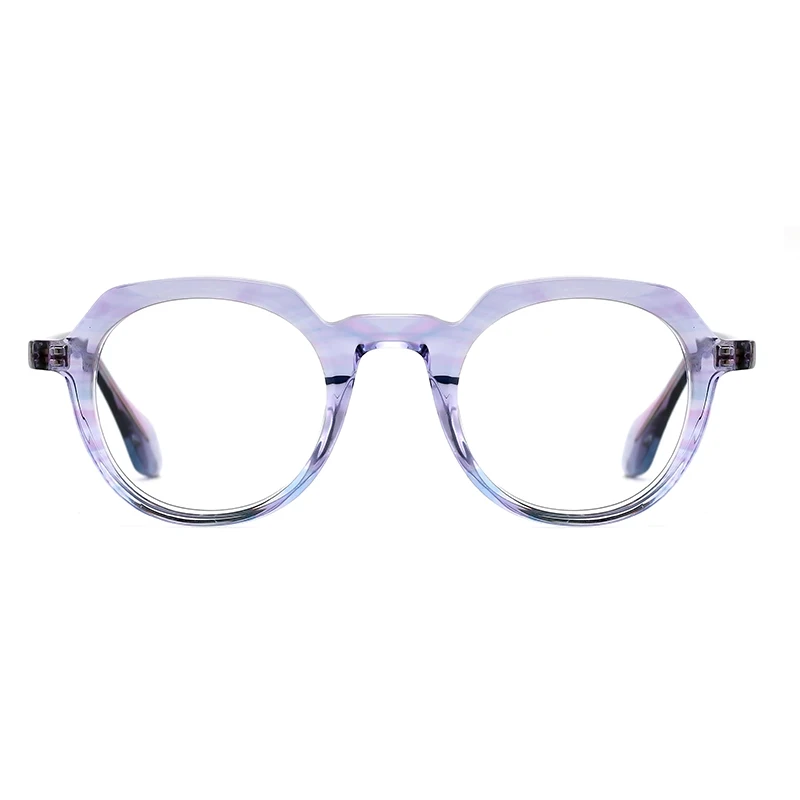 

2022 High Quality Black Retro Round Spectacle Bevel Acetate Frame Optical Glasses For Women Monturas