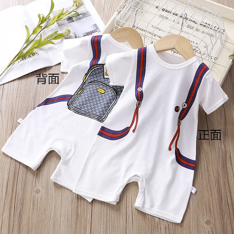 

Baby summer boy short-sleeved cute romper newborn baby summer outing clothes thin romper, Picture shows