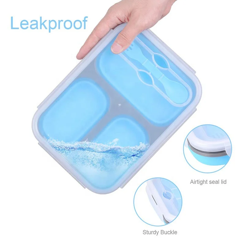 2019 new arrival food grade silicone material food packing containers double leak proof bento box