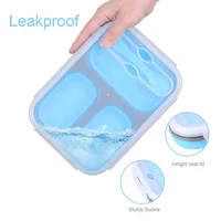 

2019 new arrival food grade silicone material food packing containers double leak proof bento box