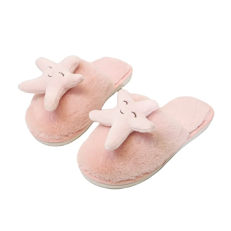 

Women Slippers Shoes Cute Starfish Women Fluffy Slippers Cheap Winter Spring Slippers for Ladies, As picture