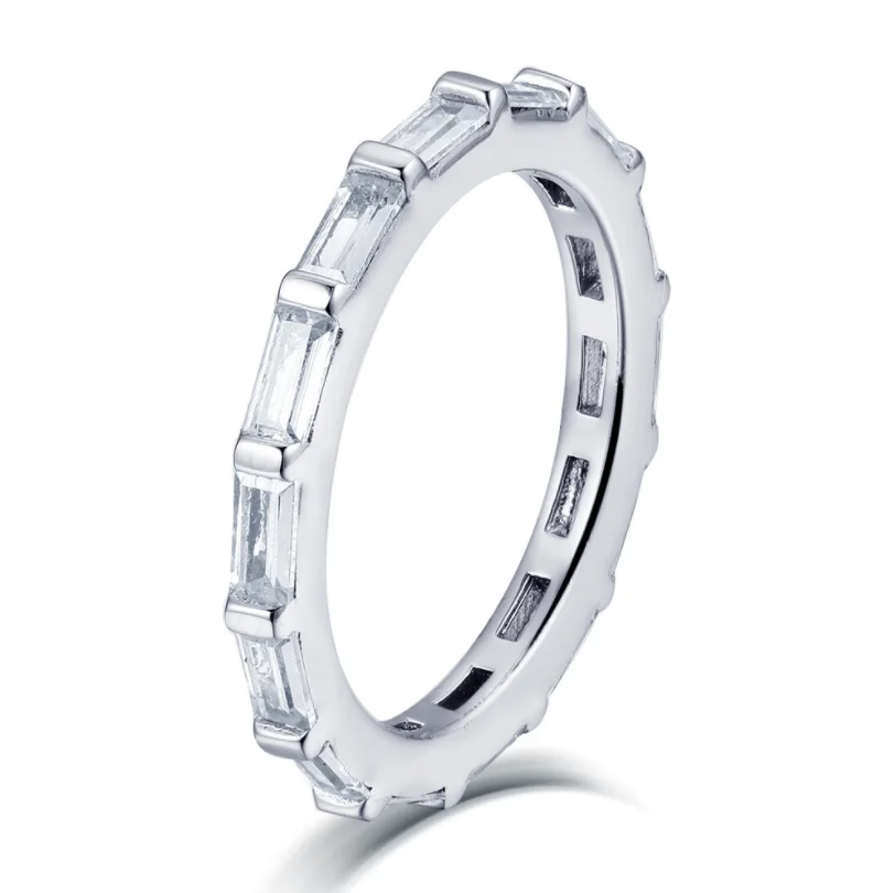 

simple jewelry rectangle CZ 925 sterling silver eternity ring
