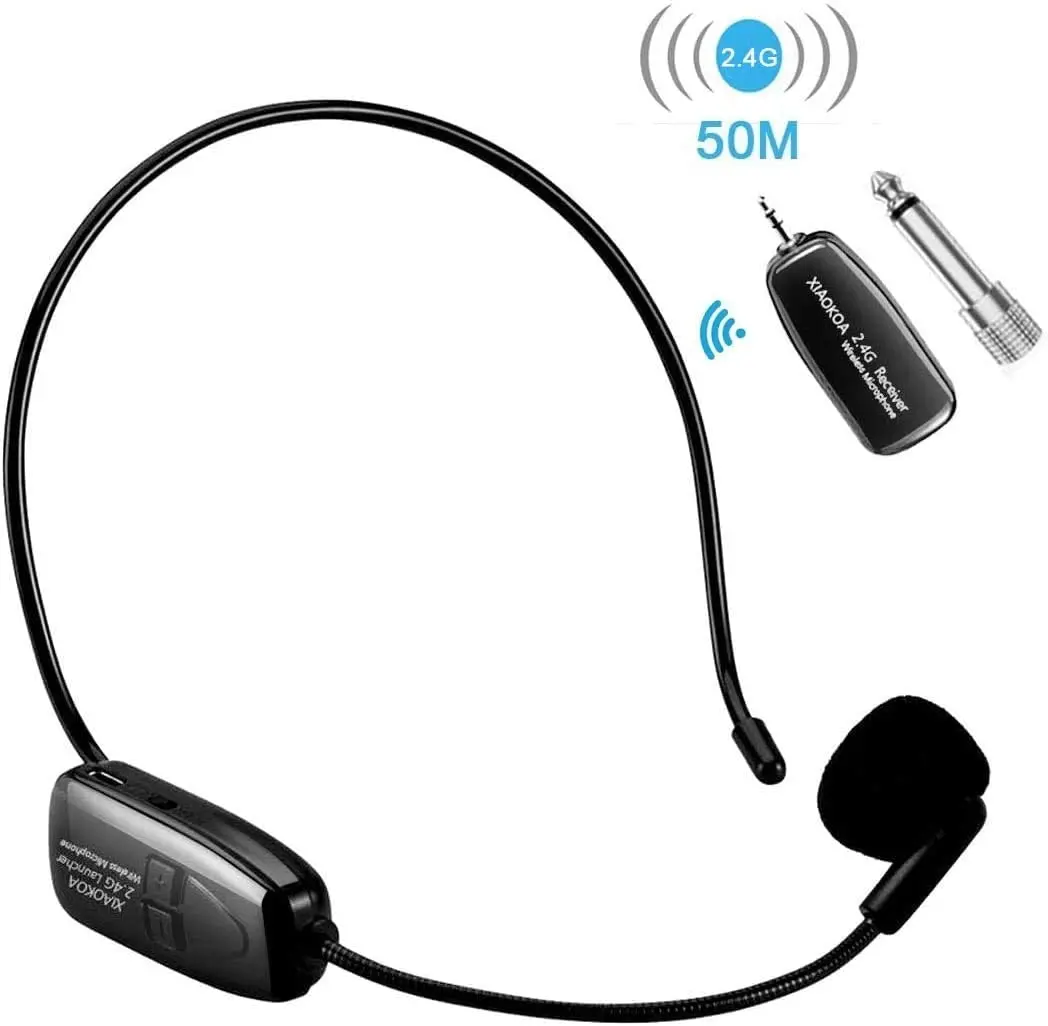 

XIAOKOA 2.4G Wireless Microphone 40-50m Stable wireless Transmission Headset And Handheld 2 In 1 For Voice Amplifier