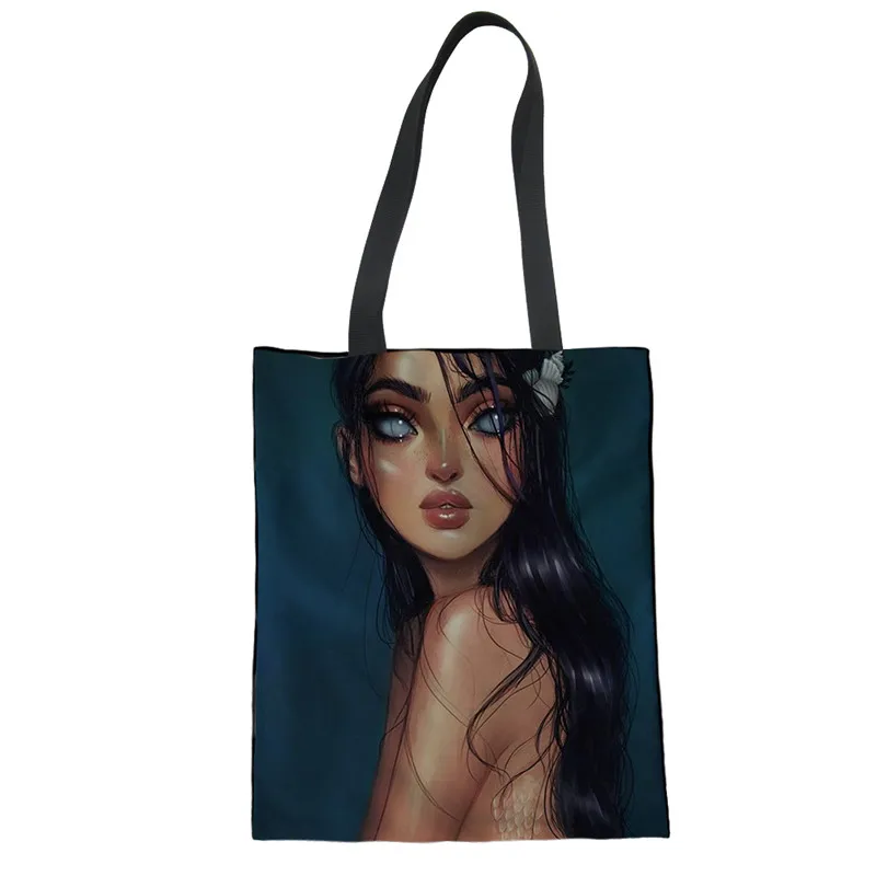 

Amazon Fashion Cartoon Afirican Girl Print Cotton Canvas Handbag Canvas Tote Handbag Shoulder Handbag, Customizable
