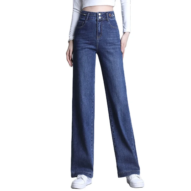 

plus size female pants customize ladies wide leg boyfriend jeans high waist loose denim women jeans